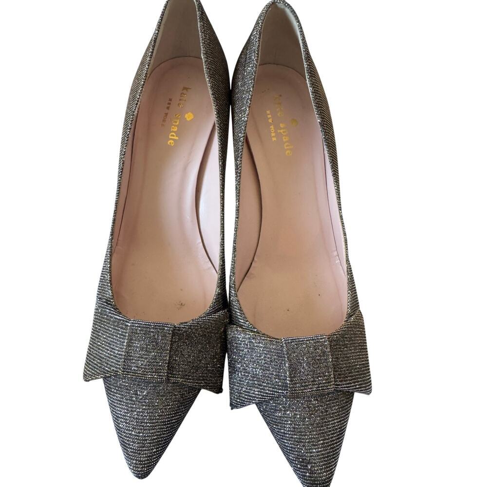 Kate Spade Womens Juliette Bow Toe Dress Pumps Sparkly Wedding Evening SIZE 7.5 - Picture 5 of 11